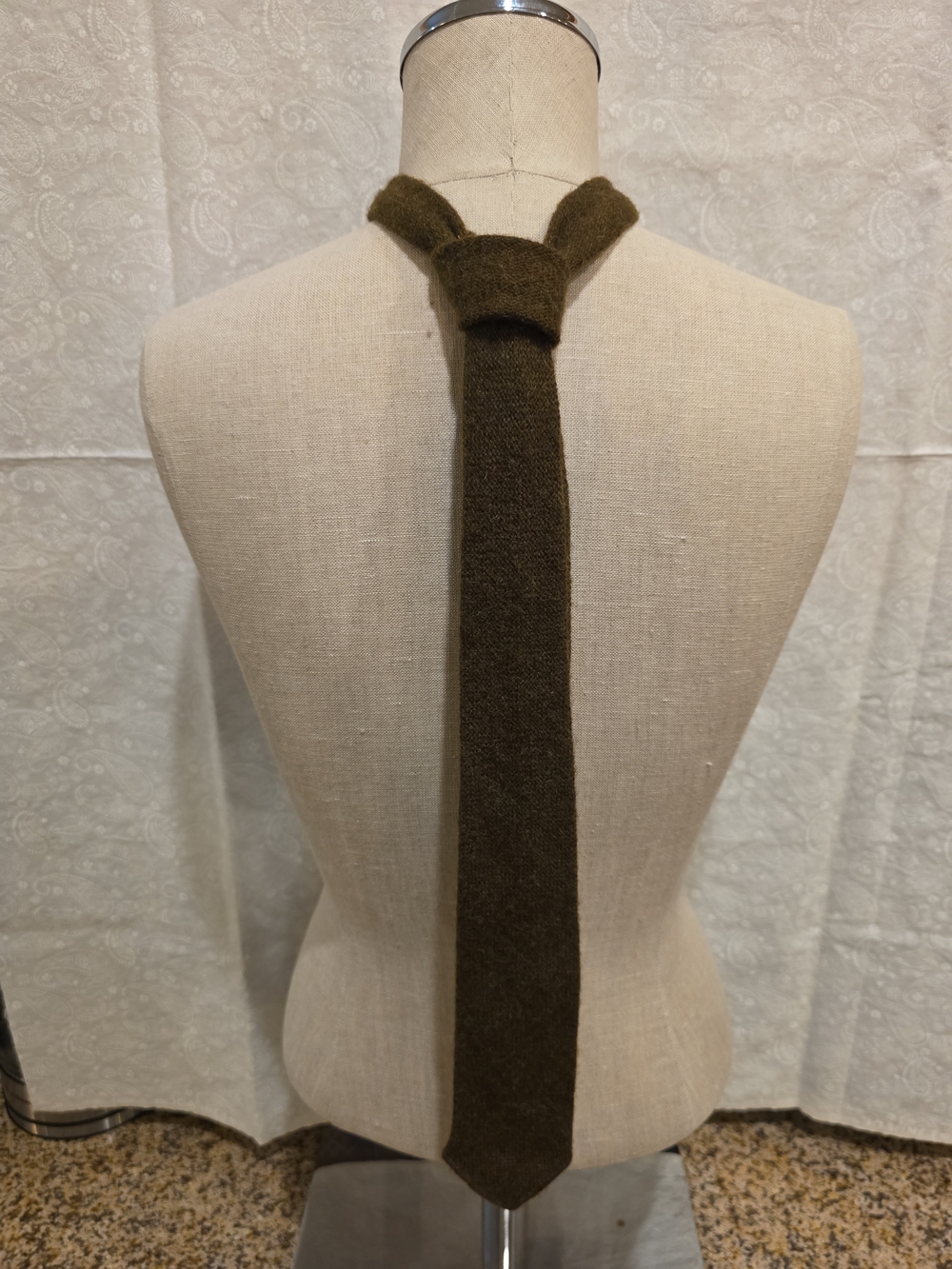 Mens St. Andrews All Shetland Wool Green Necktie